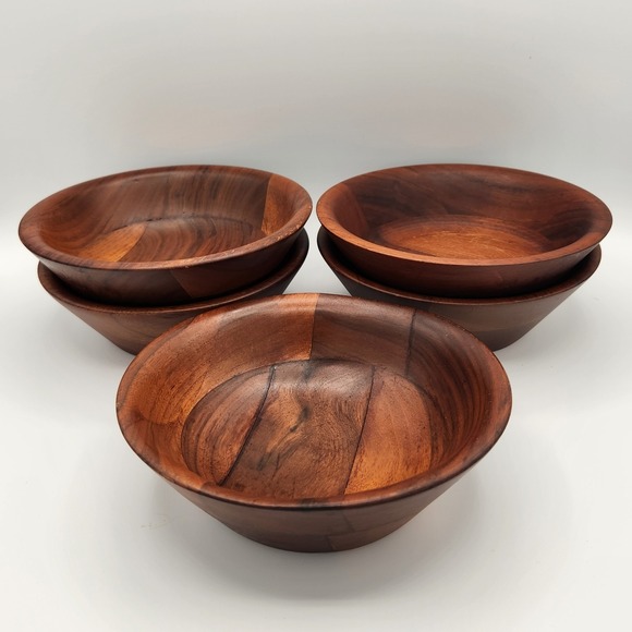 Other - Vintage Walnut Wood Salad Bowls set of five